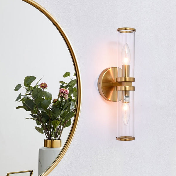 Chandelierias-Mid-century 2-Light Linear Vanity Wall Sconce-Wall Light-Gold-