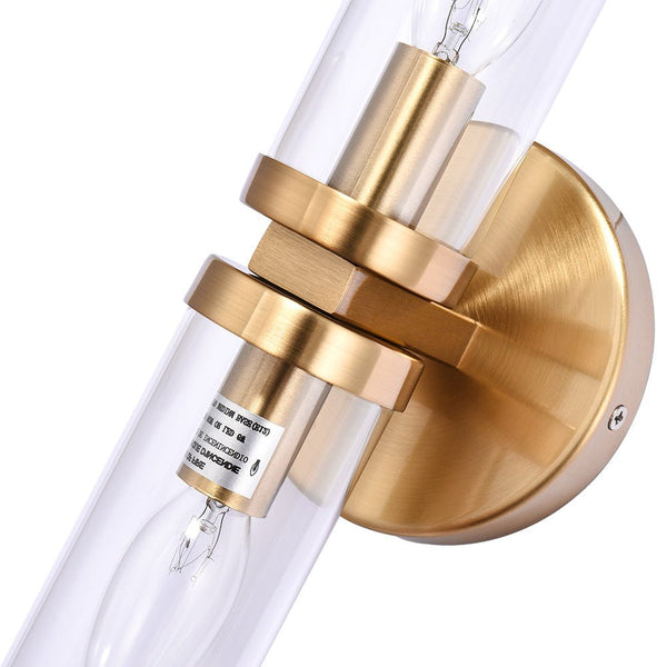 Chandelierias-Mid-century 2-Light Linear Vanity Wall Sconce-Wall Light-Gold-