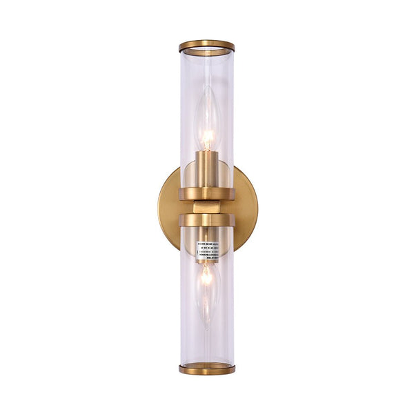 Chandelierias-Mid-century 2-Light Linear Vanity Wall Sconce-Wall Light-Gold-