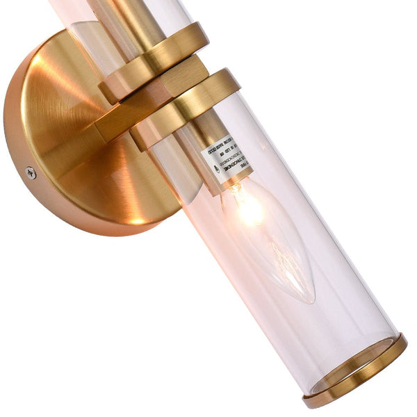 Chandelierias-Mid-century 2-Light Linear Vanity Wall Sconce-Wall Light-Gold-