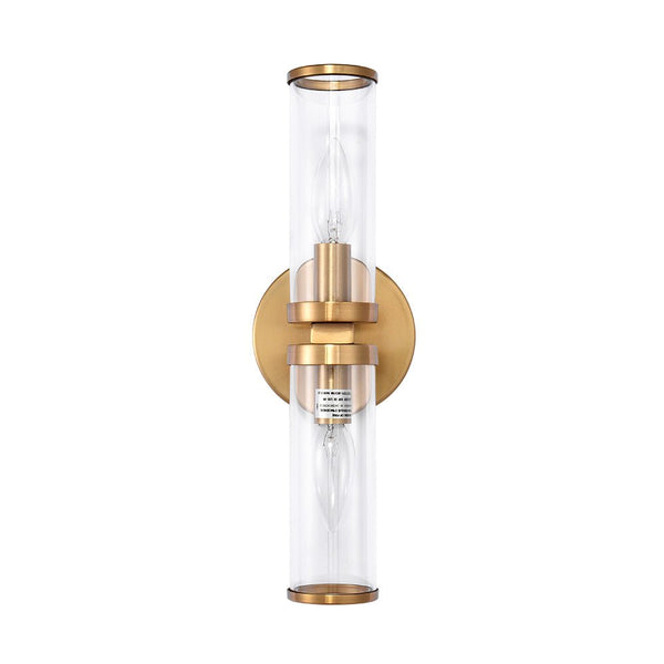 Chandelierias-Mid-century 2-Light Linear Vanity Wall Sconce-Wall Light-Gold-