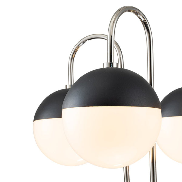 Chandelierias-Mid-century 5-Light Opal Glass Globe Curved Chandelier-Chandeliers-Brass-5 Bulbs