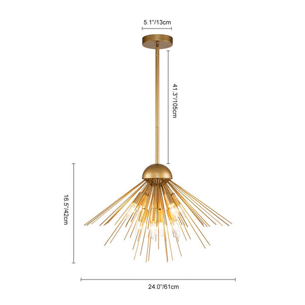 Chandelierias-Mid-century 8-Light Sunburst Metal Chandelier-Pendant-Black-