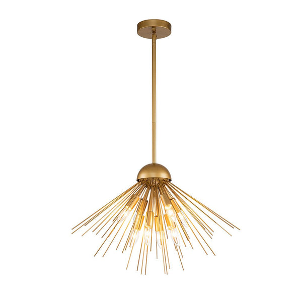 Chandelierias-Mid-century 8-Light Sunburst Metal Chandelier-Pendant-Black-