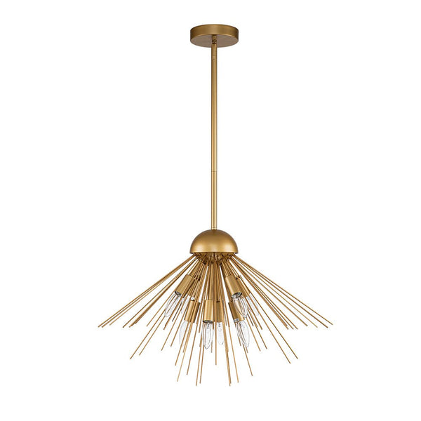 Chandelierias-Mid-century 8-Light Sunburst Metal Chandelier-Pendant-Black-