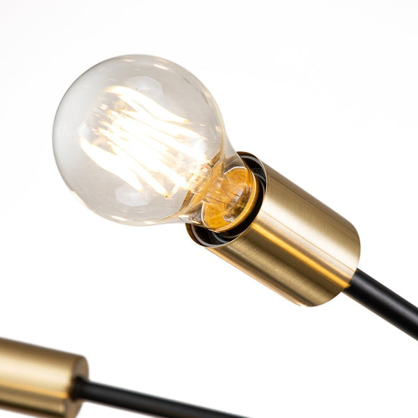 Chandelierias-Mid-century Black and Brass Sputnik Two-layer Chandelier-Chandeliers-Brass & Black-12 Bulbs