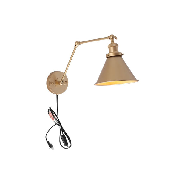 Chandelierias-Mid Century Cone Adjustable Wall Lamp-Wall Light-Gold-