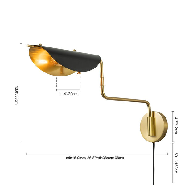 Chandelierias-Mid-century Dimmable 1-Light Bedroom Swivel Wall Sconce-Wall Light-2 Pack-