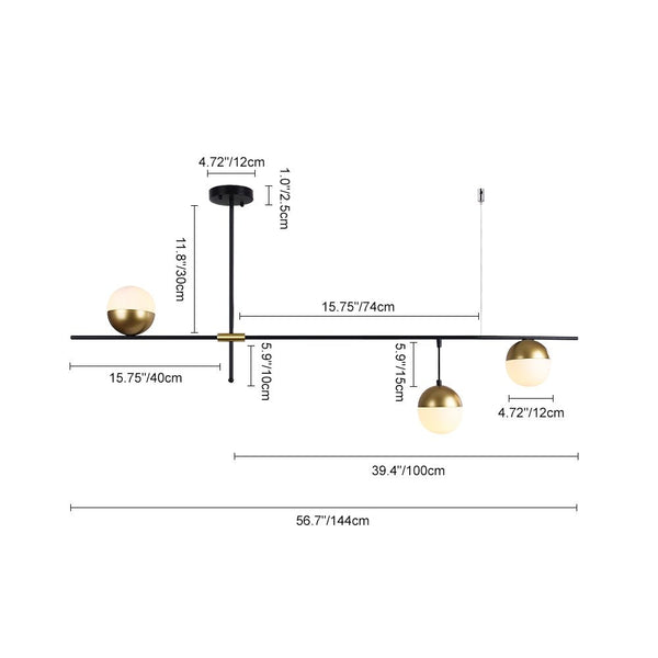 Chandelierias-Mid-Century Modern 3-Light Glass Globe Chandelier-Chandelier--