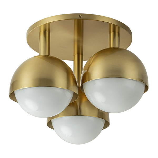 Chandelierias-Mid-century Modern 3-Light Glass Globe Semi-Flush Mount-Semi Flush-Polished Nickel-