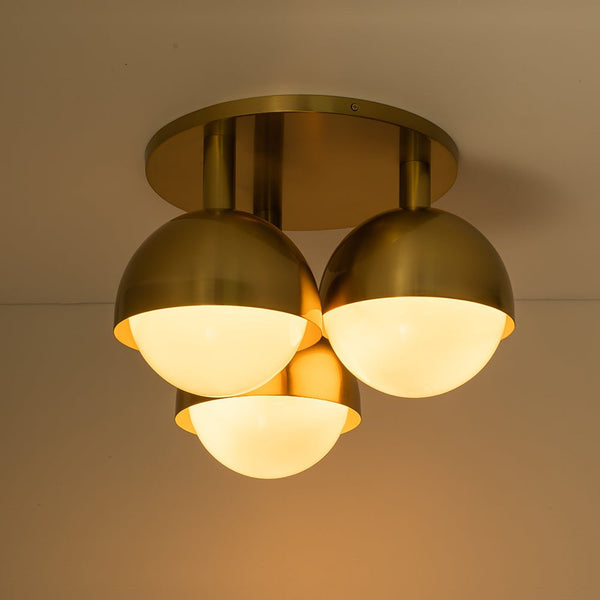 Chandelierias-Mid-century Modern 3-Light Glass Globe Semi-Flush Mount-Semi Flush-Polished Nickel-
