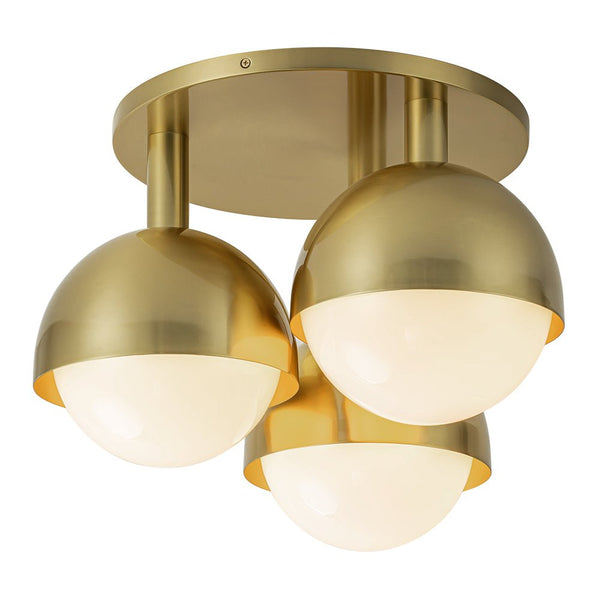 Chandelierias-Mid-century Modern 3-Light Glass Globe Semi-Flush Mount-Semi Flush-Polished Nickel-