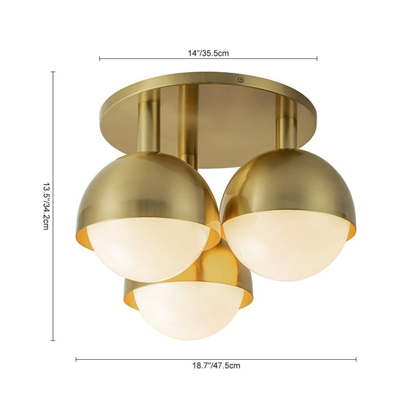 Chandelierias-Mid-century Modern 3-Light Glass Globe Semi-Flush Mount-Semi Flush-Polished Nickel-