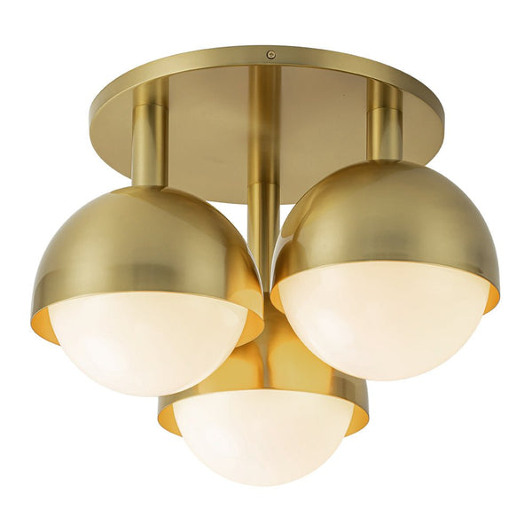 Chandelierias-Mid-century Modern 3-Light Glass Globe Semi-Flush Mount-Semi Flush-Polished Nickel-