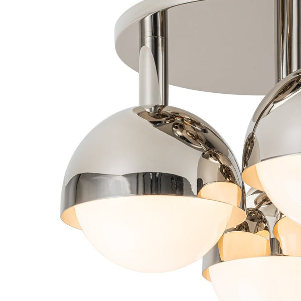 Chandelierias-Mid-century Modern 3-Light Glass Globe Semi-Flush Mount-Semi Flush-Polished Nickel-