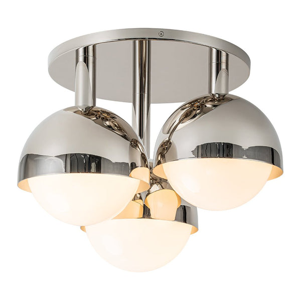 Chandelierias-Mid-century Modern 3-Light Glass Globe Semi-Flush Mount-Semi Flush-Polished Nickel-