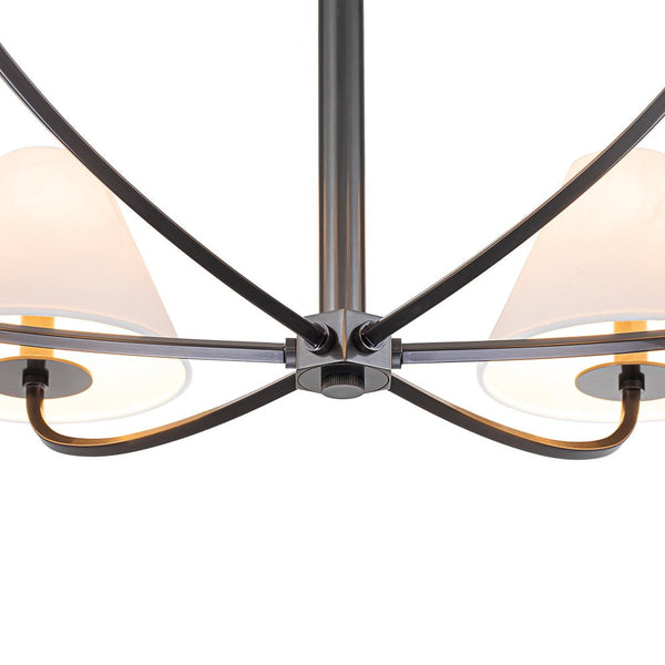 Chandelierias-Mid-century Modern 6-Arm Cone Shade Curved Chandelier-Chandeliers-Black-