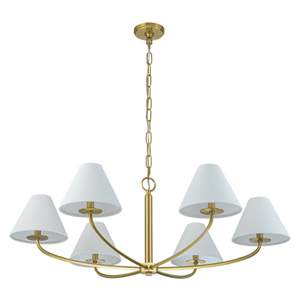Chandelierias-Mid-century Modern 6-Arm Cone Shade Curved Chandelier-Chandeliers-Black-