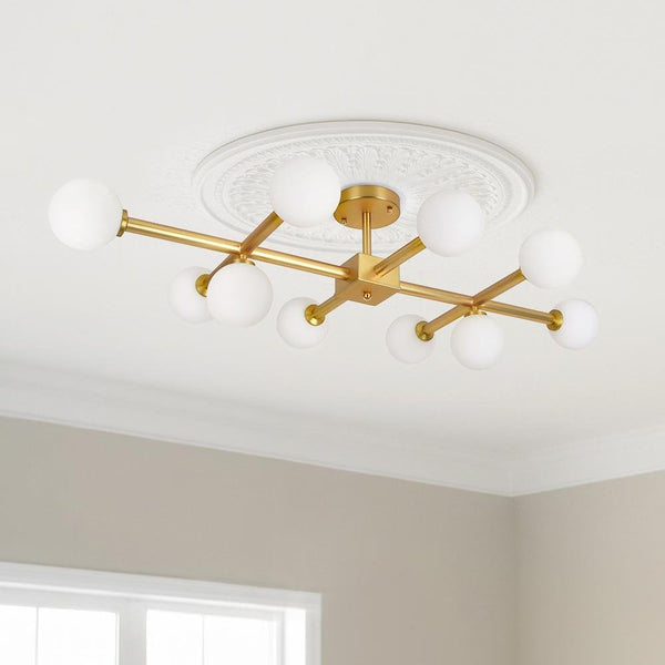 Chandelierias-Mid-Century Modern Sputnik Semi Flush Mount-Semi Flush-10 Bulbs-