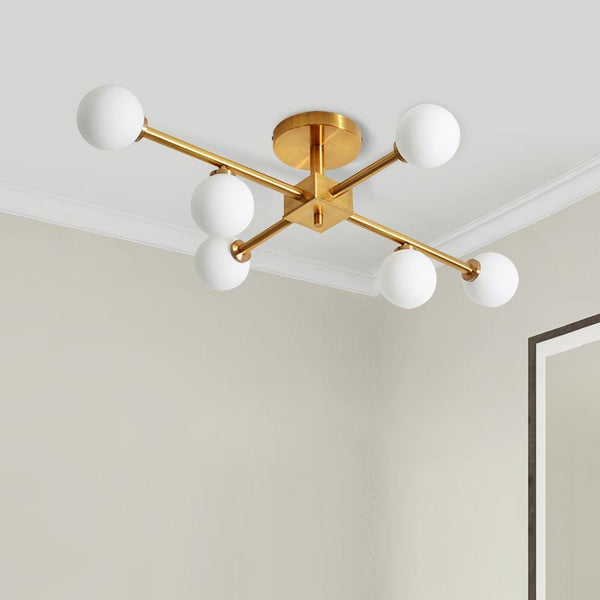 Chandelierias-Mid-Century Modern Sputnik Semi Flush Mount-Semi Flush-6 Bulbs-