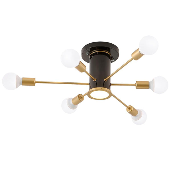 Chandelierias-Mid Century Semi Flush Sputnik Ceiling Light-Flush Mount-Black-