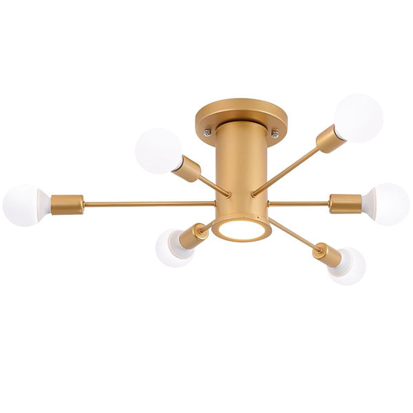 Chandelierias-Mid Century Semi Flush Sputnik Ceiling Light-Flush Mount-Black-