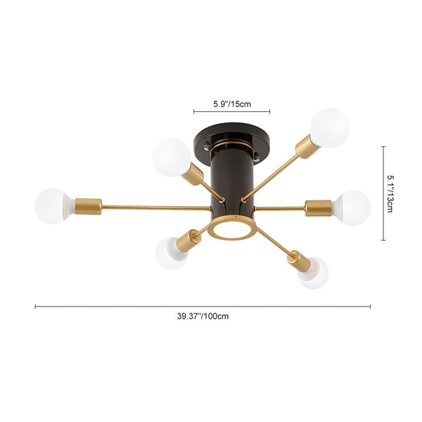 Chandelierias-Mid Century Semi Flush Sputnik Ceiling Light-Flush Mount-White-