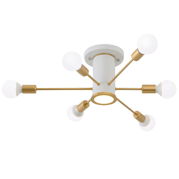 Chandelierias-Mid Century Semi Flush Sputnik Ceiling Light-Flush Mount-White-
