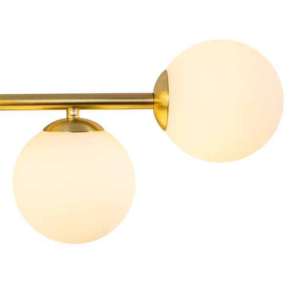 Chandelierias-Mid-century Staggered Frosted Glass Globe Vanity Light-Wall Light-Gold-5 Bulbs
