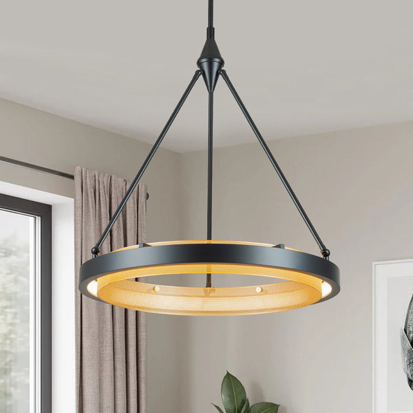 Chandelierias-Minimalist Metal Mesh Circle Dimmable LED Pendant Light-Pendant-Black (Pre-order)-