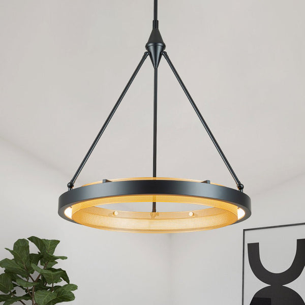 Chandelierias-Minimalist Metal Mesh Circle Dimmable LED Pendant Light-Pendant-Black (Pre-order)-