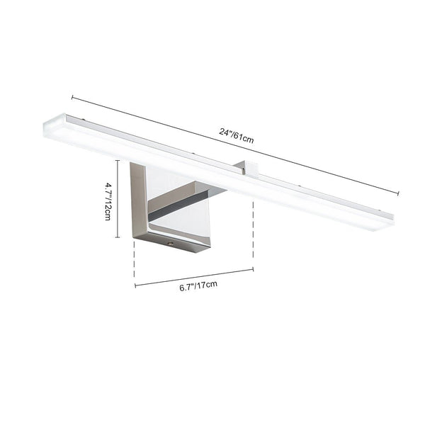 Chandelierias-Minimalist Modern Linear Dimmable LED Vanity Light-Wall Light-Chrome-