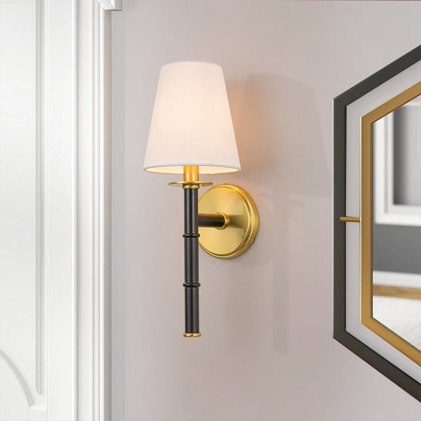Chandelierias-Modern 1-Light Brushed Brass Wrapped Sconce-Wall Light-Black-