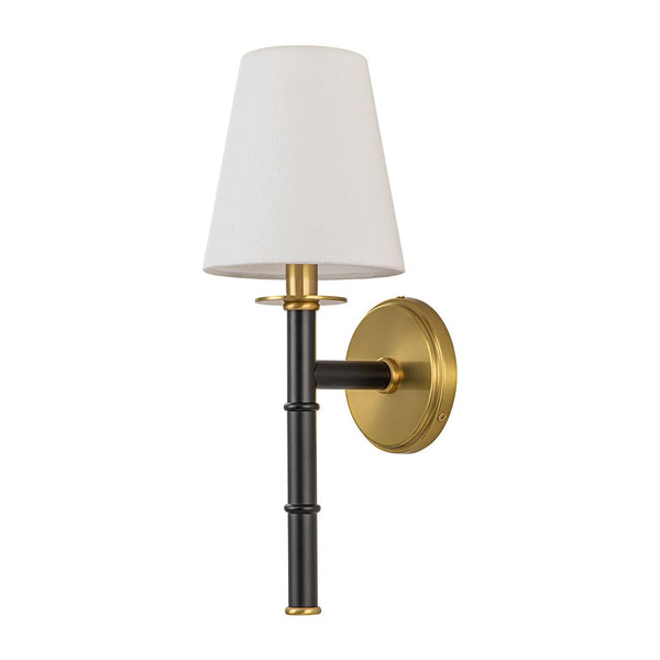 Chandelierias-Modern 1-Light Brushed Brass Wrapped Sconce-Wall Light-Black-