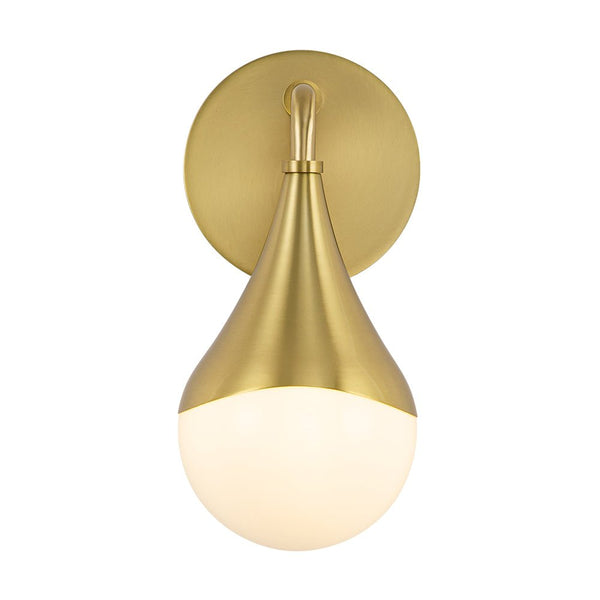 Chandelierias-Modern 1-Light Teardrop Brass Bathroom Wall Sconce-Wall Light-Brass-