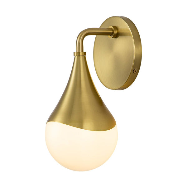 Chandelierias-Modern 1-Light Teardrop Brass Bathroom Wall Sconce-Wall Light-Brass-