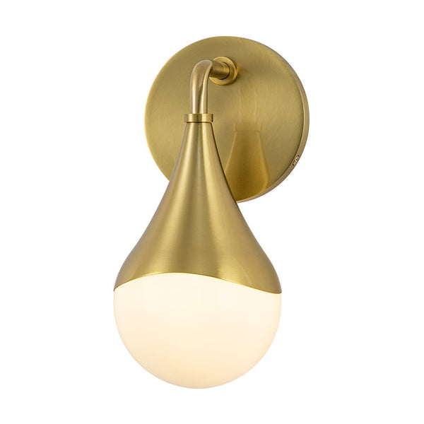 Chandelierias-Modern 1-Light Teardrop Brass Bathroom Wall Sconce-Wall Light-Brass-