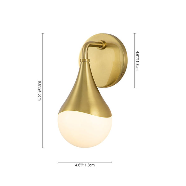 Chandelierias-Modern 1-Light Teardrop Brass Bathroom Wall Sconce-Wall Light-Brass-