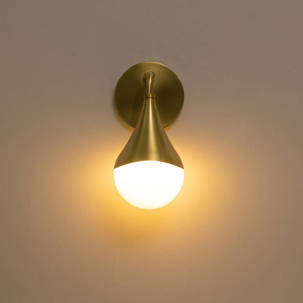 Chandelierias-Modern 1-Light Teardrop Brass Bathroom Wall Sconce-Wall Light-Brass-