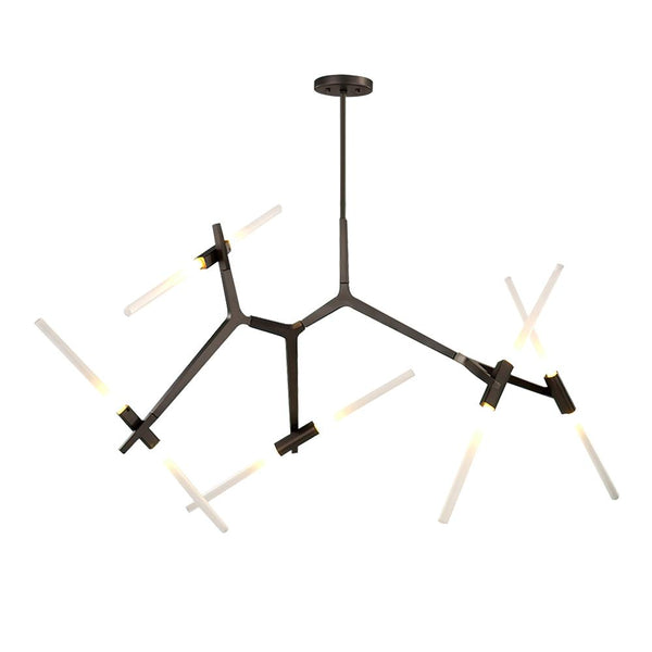 Chandelierias-Modern 10-Light Asymmetric Branch Chandelier-Chandelier-Black-