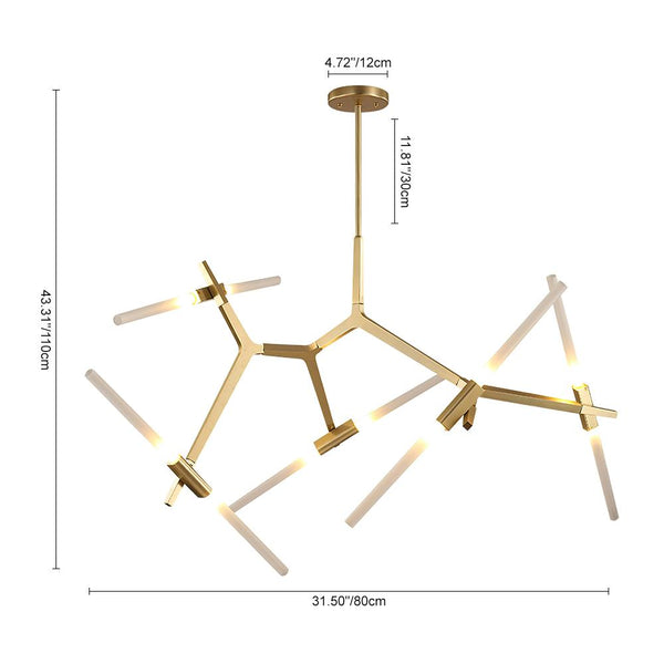 Chandelierias-Modern 10-Light Asymmetric Branch Chandelier-Chandelier-Black-