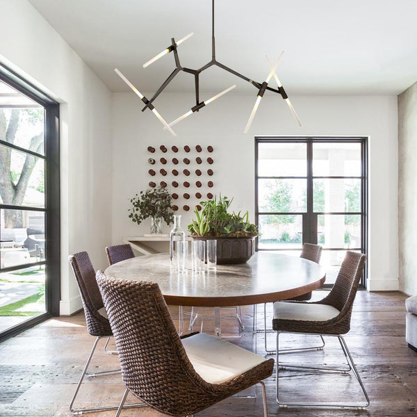 Chandelierias-Modern 10-Light Asymmetric Branch Chandelier-Chandelier-Black-