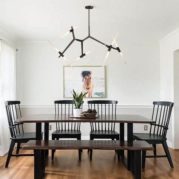 Chandelierias-Modern 10-Light Asymmetric Branch Chandelier-Chandelier-Black-