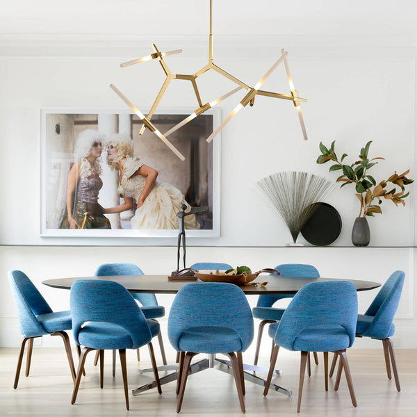 Chandelierias-Modern 10-Light Asymmetric Branch Chandelier-Chandelier-Brass-