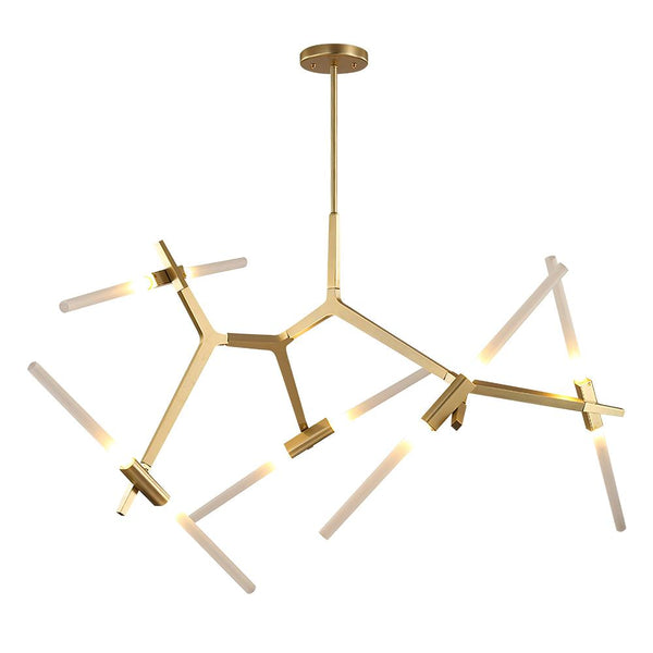 Chandelierias-Modern 10-Light Asymmetric Branch Chandelier-Chandelier-Brass-