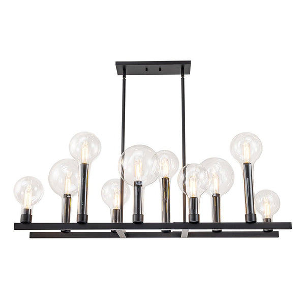 Chandelierias-Modern 10-Light Clear Balloon Glass Linear Island Chandelier-Chandeliers-Black-10 Bulbs