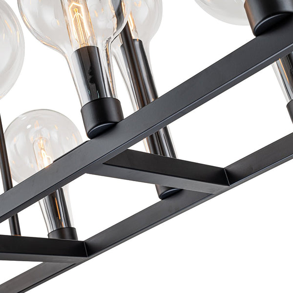 Chandelierias-Modern 10-Light Clear Balloon Glass Linear Island Chandelier-Chandeliers-Black-10 Bulbs