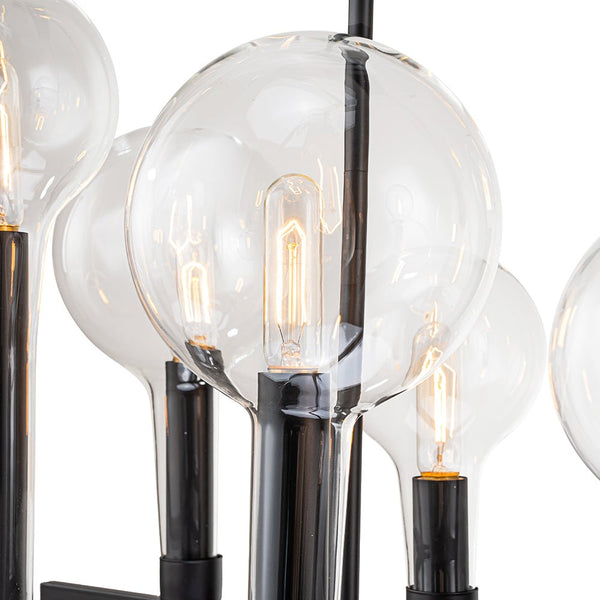 Chandelierias-Modern 10-Light Clear Balloon Glass Linear Island Chandelier-Chandeliers-Black-10 Bulbs
