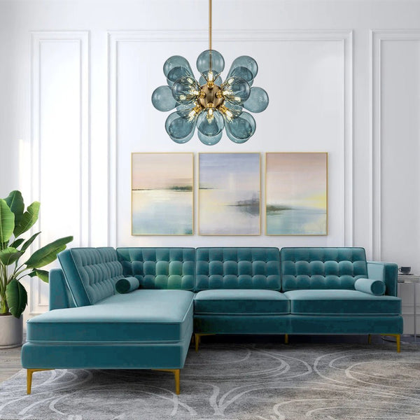 Chandelierias-Modern 18-Light Hand Blown Glass Cluster Chandelier-Chandelier-Blue Bubbles-
