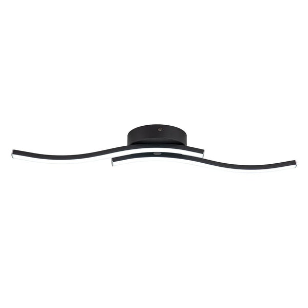 Chandelierias-Modern 2-Light Dimmable Wavy LED Semi-Flush Mount-Semi Flush-Black-